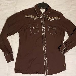 Ariat western fitted Women’s snap long sleeve shirt cowgirl with embroidery